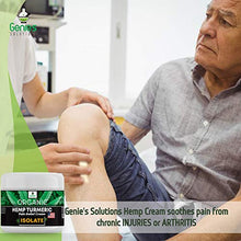 Load image into Gallery viewer, Genie's Solutions Organic Hemp Cream for Pain Relief - Soothing Lotion for Neck, Back, Knee, Joint, Muscle Aches - Natural Formula with Turmeric, Aloe, MSM, Copaiba, Helichrysum, Arnica - USA
