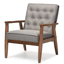 Load image into Gallery viewer, Baxton Studio Sorrento Mid-Century Retro Modern Fabric Upholstered Wooden Lounge Chair, Grey
