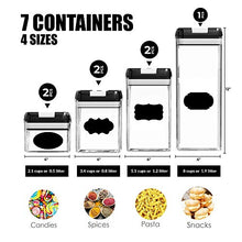 Load image into Gallery viewer, Airtight Food Storage Container Set-CINEYO-7 Piece Set Clear Plastic Canisters For Cereal, Flour with Easy Lock Lids, for Kitchen Pantry Organization and Storage, Include Labels and Marker (Black)
