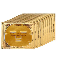 Load image into Gallery viewer, Collagen Facial Masks (10-Pc) - Vegan Gold Facial Mask - Anti Aging,Puffiness, Moisturizing, Deep Tissue Rejuvenation and Hydrates Skin
