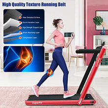 Load image into Gallery viewer, GYMAX 2 in 1 Under Desk Treadmill, 2.25HP Folding Walking Jogging Machine with Dual Display, Bluetooth Speaker &amp; Remote Controller, Electric Motorized Treadmill for Home/Gym (Red)
