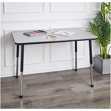 Load image into Gallery viewer, AmazonBasics 30 x 48 Inch Rectangular School Activity Kids Table, Ball Glide Legs, Adjustable Height 19-30 Inch, Grey and Black
