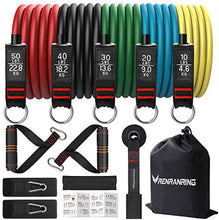 Load image into Gallery viewer, RENRANRING Resistance Bands Set,Exercise Bands with Stackable Workout Bands, Door Anchor Attachment, Handles, Legs Ankle Straps, Carry Bag, Gym Equipment for Home (Set of 13) (Black)
