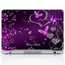 Load image into Gallery viewer, Meffort Inc Personalized Laptop Notebook Notebook Skin Sticker Cover Art Decal, Customize Your Name (15.6 Inch, Purple Hearts Butterflies)
