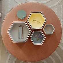Load image into Gallery viewer, Wooden Hexagon Floating Shelves with Backs, Set of 7, Unfinished for Crafts and DIY Wall Décor: Modern, Geometric, Rustic, or Honeycomb, by Woodpeckers
