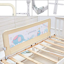 Load image into Gallery viewer, KOOLDOO 59 Inch Toddler Bed Rail Baby Bed Rail Guard Extra Long Safety Foldable Bedrail Animal Park Theme Including 1 Pc Safety Belt (Beige Color)
