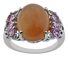 Load image into Gallery viewer, Carillon Peach Moonstone Natural Gemstone Oval Shape 925 Sterling Silver Ring For Women for Men | Size: 4 to 10
