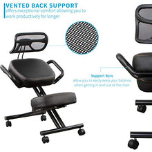 Load image into Gallery viewer, DRAGONN (by VIVO) Ergonomic Kneeling Chair with Back Support, Adjustable Stool for Home and Office - Improve Your Posture with an Angled Seat - Thick Comfortable Cushions (Black)
