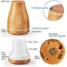 Load image into Gallery viewer, CWH&amp;WEN 120Ml Aroma Essential Oil Diffuser Portable Aromatherapy Cool Mist Humifidier with 7 Changing LED Lights, Timer Settings, Waterless Auto Shut Off,Brown
