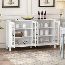 Load image into Gallery viewer, DiDuGo Sideboard Buffet Storage Cabinet with Glass Doors, Wood Buffet Cabinet with Shelves, Accent Furniture, for Dining Room Kitchen White (53.9”L x 15.7”W x 31.9”H)
