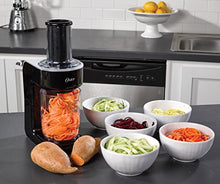 Load image into Gallery viewer, Oster Easy-to-Use Electric Spiralizer with 2 Spiralizer Blades (sized for spaghetti and fettuccine noodles), Black
