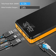 Load image into Gallery viewer, Portable Charger, PD3.0 26800mAh Power Bank Quick Charge 3.0, Titita 18W High-Speed Cell Phone Charger with LED Display Flashlight, High-Capacity External Battery Pack Compatible with iPhone Samsung
