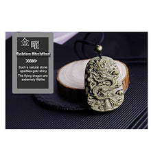 Load image into Gallery viewer, Haskare Natural Energy Stone Pendant Engraved Black Obsidian Healing Necklace Adjustable 27.5" (Golden Obsidian)
