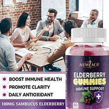 Load image into Gallery viewer, (2-Pack) Premium Elderberry Gummies by New Age for Adults Kids with Vitamin C, Zinc, Propolis - Sambucus Black Elderberry Gummy Extract - Gluten Free &amp; Vegetarian - 120 Gummies
