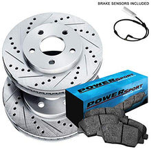Load image into Gallery viewer, PowerSport Front Silver Drilled Slotted Brake Rotors and Ceramic Pads Compatible For 2007-2013 BMW 323i, 325i, 328i, 328i xDrive, 328xi
