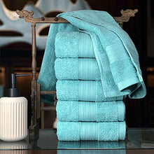 Load image into Gallery viewer, Lightwind 6 Pack Premium Fade-Resistant Cotton Hand Towels, Lint Free 16 X 28 Inches Hand Towel Set, Highly Absorbent and Durable Spa &amp; Hotel Quality Towels, Turquoise Blue

