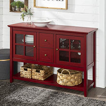 Load image into Gallery viewer, Walker Edison Furniture Company Rustic Farmhouse Wood Buffet Storage Cabinet Living Room, 52 Inch, Red
