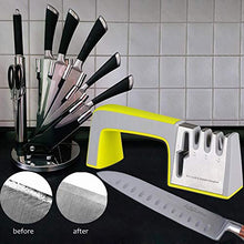 Load image into Gallery viewer, Knife Sharpener Kitchen Professional 4 In 1 Scissor Knife Sharpening Tool Chef's Best Choice Diamond, Tungsten Steel, Ceramic Stone, Non-Slip Base Professional Blades Sharpening Tools (yellow&amp;gray)
