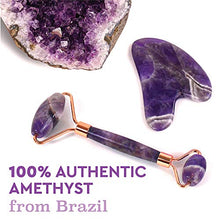 Load image into Gallery viewer, Jade Roller for Face – Amethyst Derma Roller and Gua Sha Set for Skincare, Face Roller and Dark Circles Under Eye Treatment
