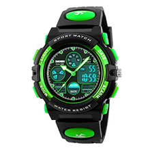 Load image into Gallery viewer, Kid's Digital Watch LED Outdoor Sports 50M Waterproof Watches Boys Children's Analog Quartz Wristwatch with Alarm - Green
