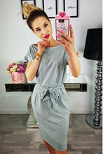 Load image into Gallery viewer, PRETTYGARDEN Women's 2020 Casual Short Sleeve Party Bodycon Sheath Belted Dress with Pockets Grey
