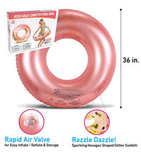 Load image into Gallery viewer, CoTa Global Inflatable Pool Float Tube Confetti 36 Inches Premium Swim Ring Heavy Duty Vinyl Flotation Pool Floats Toy for The Beach, Party, Vacation, UV Resistant - Pool Party (Rose Gold)
