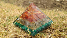 Load image into Gallery viewer, Orgonite Pyramid For Healing Heart | Red Carnelian | Crystal Quartz | Malachite | Orgone Pyramid For EMF Protection | Crystal Chakra Stone By Orgonite Shop
