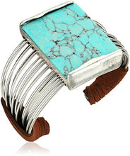 Load image into Gallery viewer, Robert Lee Morris "Mosaic" Semiprecious Turquoise Stone Multi Row Cuff Bracelet
