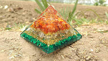 Load image into Gallery viewer, Orgonite Pyramid For Healing Heart | Red Carnelian | Crystal Quartz | Malachite | Orgone Pyramid For EMF Protection | Crystal Chakra Stone By Orgonite Shop
