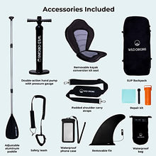 Load image into Gallery viewer, Wild Origins Stand Up Inflatable Paddle Board with SUP Accessories &amp; Backpack, Non-Slip Deck, Waterproof Bag &amp; Phone Case, Carry Straps, Adjustable Paddle, Hand Pump, Leash, Kayak Seat &amp; Repair Kit
