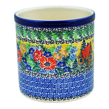 Load image into Gallery viewer, Polish Pottery 5¾-inch Utensil Jar Made by Ceramika Artystyczna (Cabin Meadow Theme) Signature UNIKAT + Certificate of Authenticity
