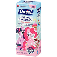 Load image into Gallery viewer, Orajel My Little Pony Fluoride-Free Training Toothpaste, Pinky Fruity Flavor, One 1.5oz Tube: Orajel #1 Pediatrician Recommended Brand for Kids Non-Fluoride Toothpaste
