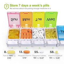 Load image into Gallery viewer, AUVON iMedassist Weekly Pill Organizer Arthritis Friendly, BPA Free Travel 7 Day Pill Box Case with Spring Open Design and Large Compartment to Hold Vitamins, Cod Liver Oil, Supplements and Medication
