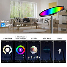 Load image into Gallery viewer, Floor Lamp, HueLiv Super Bright RGBW Smart WiFi LED Floor Lamp for Reading, Dimmable Torchiere, for Living Rooms Bedrooms, for DIY, Compatible with Alexa &amp; Google Home, Black, 25W
