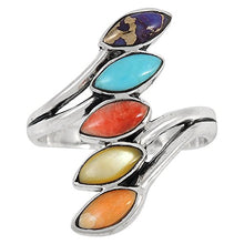 Load image into Gallery viewer, Sterling Silver Ring Genuine Turquoise &amp; Gemstones (Multi-Gemstones, 6)
