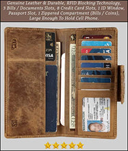 Load image into Gallery viewer, Genuine Leather RFID Blocking Long Wallet – Vintage Bifold for Men by Mou Meraki (RED BROWN)
