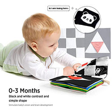 Load image into Gallery viewer, beiens Baby Books Toys, High Contrast Black and White Books Non Toxic Fabric Touch and Feel Crinkle Cloth Books Early Educational Stimulation Toys for Infants Toddlers, Baby Gift Soft Toys Mirror
