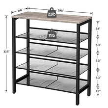 Load image into Gallery viewer, HOOBRO Shoe Rack, 5-Tier Shoe Storage Unit Flat &amp; Slant Adjustable Shoe Organizer Shelf for 16 Pairs, Durable and Stable, for Entryway, Hallway, Closet, Dorm Room, Industrial, Greige BG01XJ01
