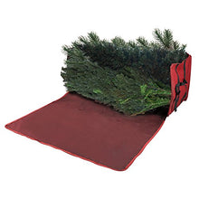 Load image into Gallery viewer, Christmas Tree Storage Bag- For up to 6 FT Artificial Trees- Burgundy Canvas &amp; Binding Straps- Protects Holiday Decorations &amp; Inflatables by Elf Stor
