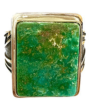 Load image into Gallery viewer, Royston Turquoise Ring Gem Green Turquoise Mens Large Natural 18k Gold &amp; Silver
