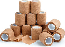 Load image into Gallery viewer, 15 Bulk Pack Self Adherent Cohesive Wrap Bandages 2 Inches X 5 Yards, Self Adhesive Rolls for Swelling Sprains and Soreness On Wrist and Ankle (15)
