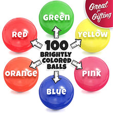 Load image into Gallery viewer, Click N' Play Ball Pit Balls for Kids, Plastic Refill 2.3 Inch Balls, 100 Pack, 6 Bright Colors, Phthalate and BPA Free, Includes a Reusable Storage Bag with Zipper, Great Gift for Toddlers and Kids
