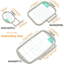Load image into Gallery viewer, New brothread Embroidery Machine Hoop 3 in 1 Set (SA431+SA432+SA434) for Brother SE625 SE600 SE425 SE400 PE550D PE540D PE535 PE525 PE500 LB5000 LB7000 LB6800 Innovis 990D/900D &amp; BabyLock Sofia 2 Verve

