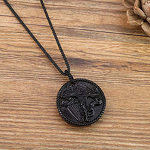 Load image into Gallery viewer, COAI Adjustable Black Obsidian Stone Archangel Mens Womens Saint Micheal Pendant Necklace

