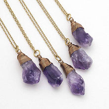 Load image into Gallery viewer, Raw Amethyst Crystal Antique Bronze Chain Pendant Necklace 18 Inches
