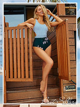 Load image into Gallery viewer, MOLYBELL One Piece Swimsuits for Women High Waisted Bathing Suit Monokini Floral Print Cutout Racerback Zip Up (Green/Hibiscus, Large)

