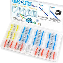 Load image into Gallery viewer, TICONN 150 PCS Solder Seal Wire Connectors, Heat Shrink Butt Connectors, Waterproof and Insulated Electrical Wire Terminals, Butt Splice (150PCS)
