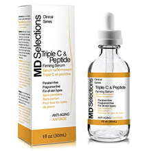 Load image into Gallery viewer, MD Selections Triple C &amp; Peptide Firming Serum for Face, 1 oz | Anti Aging &amp; Anti Wrinkle | Rejuvenating | Skin Moisturizing &amp; Brightening | Boosts Collagen | 3 Forms of Vitamin C
