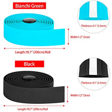 Load image into Gallery viewer, Awpeye 2 Pairs Bicycle Handlebar Tape EVA Road Bike Bar Tape with End Plugs Cycling Handle Wraps 4 Rolls (Black, Bianchi Green)
