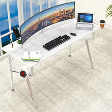 Load image into Gallery viewer, DESIGNA 55'' Gaming Desk, K-Shape Computer Desk with Free Mouse pad, Cup Holder&amp; Headphone Hook &amp; Controller Stand, Gamer Workstation for Home Office, White
